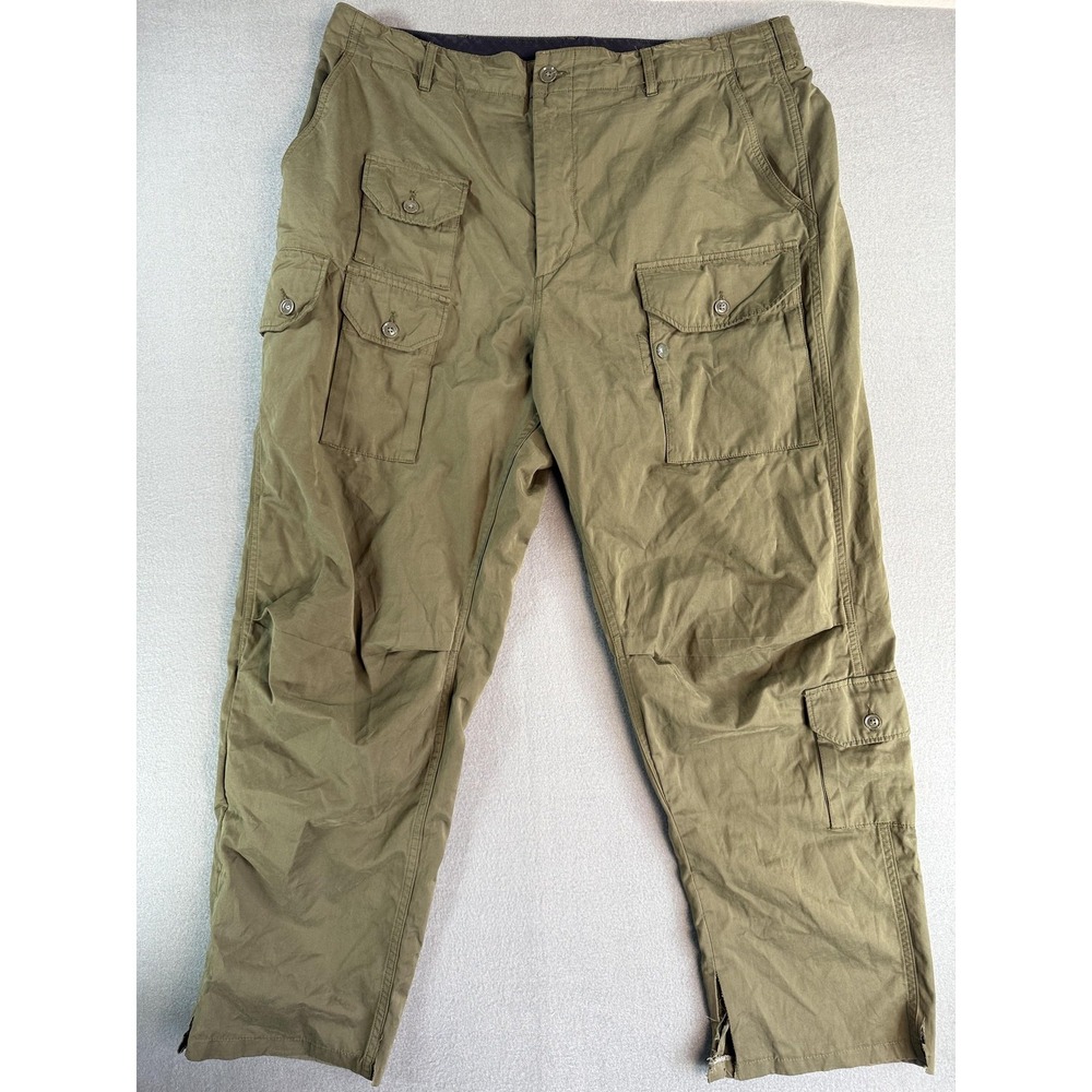 Engineered Garments Pants Mens XL Green Relaxed Cargo Nylon USA Drawstring